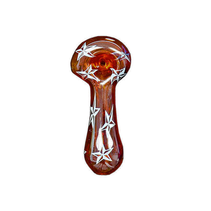 Red Eye Glass - 4.25" Nautical Stars Amber Hand Pipe Canada