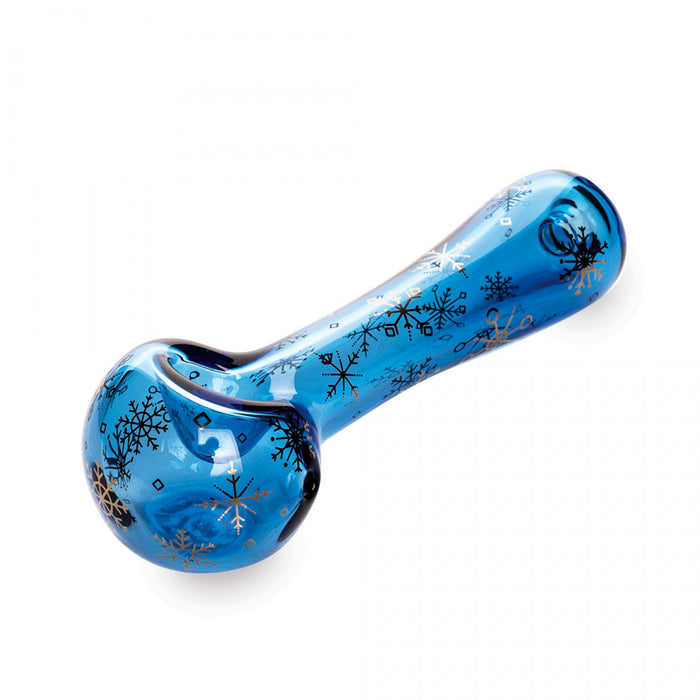 silver snowflakes Christmas Winter Wonderland Sapphire Blue Spoon Hand Pipe