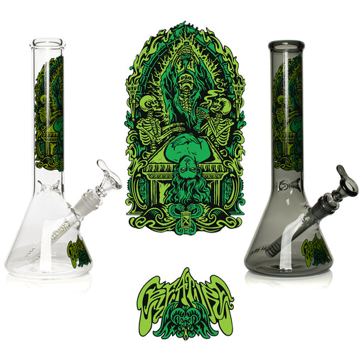 Creature Skateboards 12" Clear Sacrifice Bong with 3 skeletons and a woman spooky bongs canada