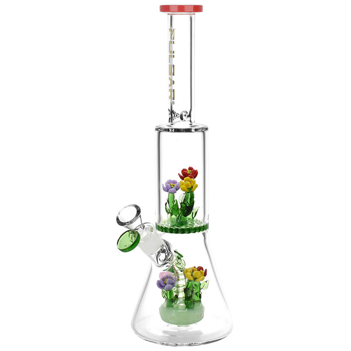 Pulsar Terrarium Tower Dual Chamber Bong with Flowers inside