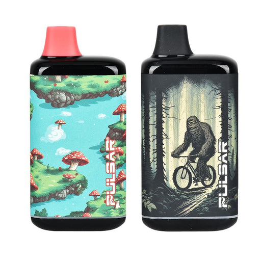 Pulsar DL 2.0 Pro Design Series with Red Mushrooms Sasquatch on a Bicycle in a forest 510 Battery