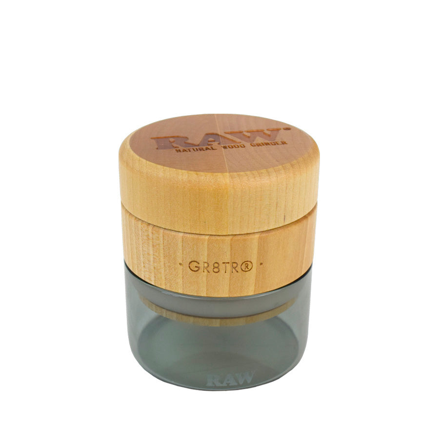 RYOT© Wood GR8TR Grinder with Clear Jar Body and Walnut Top