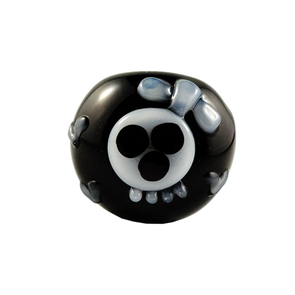 Red Eye Glass Black Skull with Bow Hand Pipe