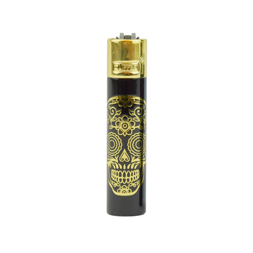 Gold Clipper Metal Mexican Sugar Skull Lighters 