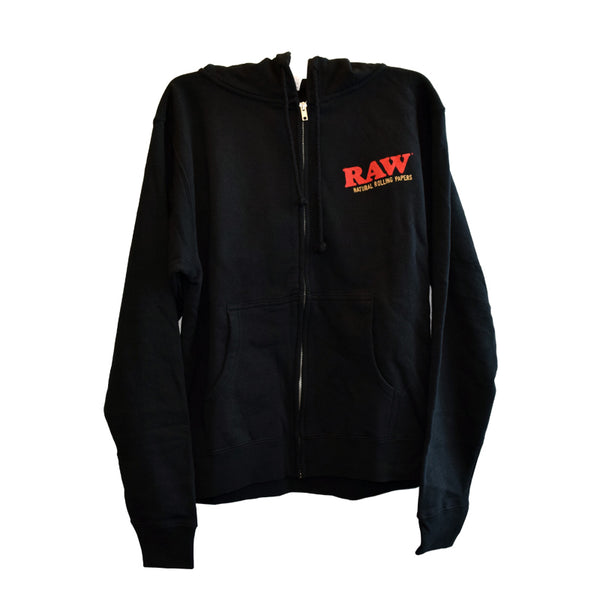 RAW Zip Up Hoodie with Plain Black Drawstring — Head Candy